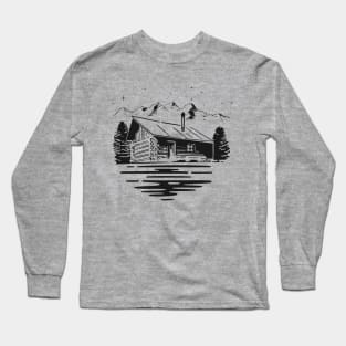 Wooden cabin in the middle of the forest Long Sleeve T-Shirt